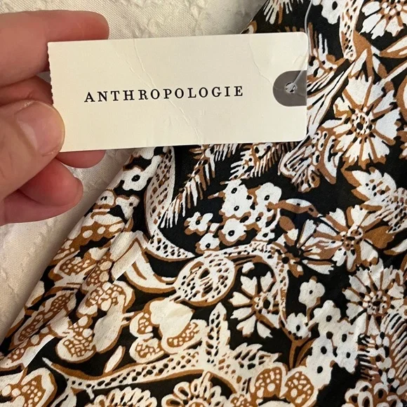 Anthropologie Satin Flare Pants Sz 8 Bohemian Floral Paisley Print Warm Neutral - Picture 11 of 17